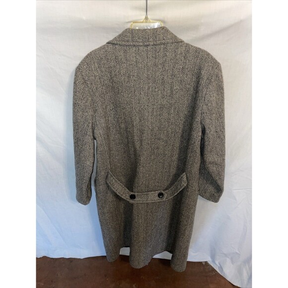 Herman Kay Women’s Overcoat Size 14 Gray Herringbone Wool Blend Going Out Party - Picture 8 of 12